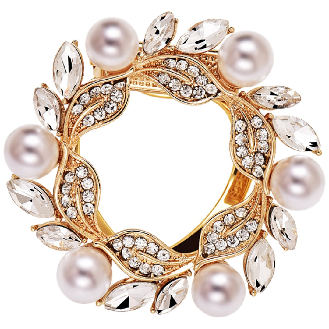 ブローチ スカーフリング レディース 女性 アクセサリー スカーフ留め スカーフクリップ フェイクパール パール調 ラインストーン コサージュピン リング型 丸型 ラウンド 上品 おしゃれ エレガント パーティー 入園式 入学式 卒園式 卒業式 発表会