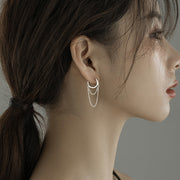 フープピアス レディース サークル 女性用 アクセサリー シルバーカラー チェーン 2連 揺れる 上品 華やか エレガント 存在感 シンプル 耳飾り キャッチ不要 おしゃれ かわいい プレゼント 婦人 カジュアル 普段使い 誕生日 プレゼント ギフト 贈り物 記念日 お出かけ 婦人用 ファッション小物