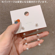 スタッドピアス バックキャッチ レディース 女性 アクセサリー 耳飾り パール調 5連 ロングピアス チェーン 揺れる おしゃれ 可愛い 上品 きれいめ シンプル