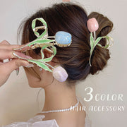 ヘアクリップ バンスクリップ レディース ヘアアクセサリー チューリップ 髪飾り 髪飾り ヘアアレンジ まとめ髪 おしゃれ かわいい きれいめ 上品