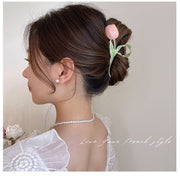 ヘアクリップ バンスクリップ レディース ヘアアクセサリー チューリップ 髪飾り 髪飾り ヘアアレンジ まとめ髪 おしゃれ かわいい きれいめ 上品