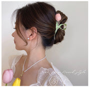 ヘアクリップ バンスクリップ レディース ヘアアクセサリー チューリップ 髪飾り 髪飾り ヘアアレンジ まとめ髪 おしゃれ かわいい きれいめ 上品