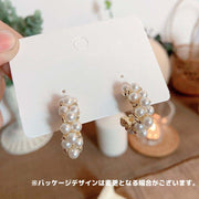 ピアス ハーフフープピアス レディース アクセサリー C型 ゴールドカラー フェイクパール 上品 かわいい シンプル ハーフリング プレゼント
