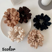 シュシュ ヘアゴム レディース ヘアアクセサリー ファッション小物 髪留め 髪飾り まとめ髪 かわいい 太め 柔らかい 秋冬 モコモコ 茶色 ブラウン