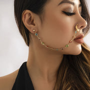 ピアス イヤーカフ 鼻ピアス フェイクピアス チェーン付き レディース アクセサリー ジュエリー スタッドピアス フェイクパール チェーンピアス ボディーピアス