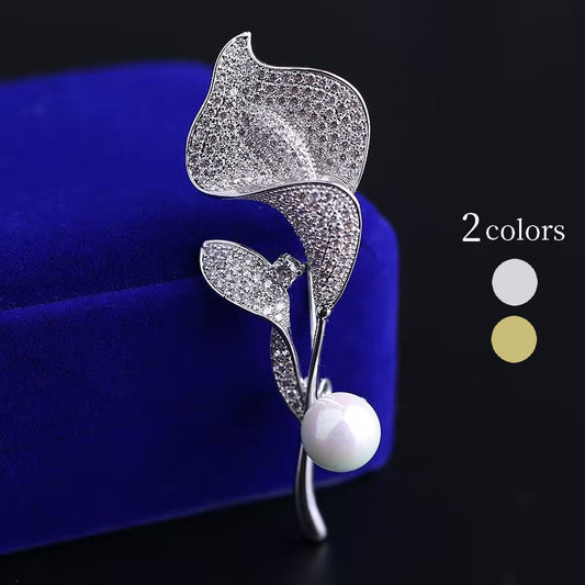 ブローチ レディース アクセサリー フラワーモチーフ パール シルバーカラー 商品画像
