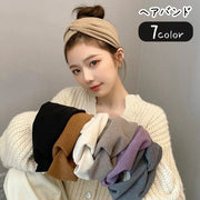 ヘアバンド ヘッドバンド レディース 女性 ヘアアクセサリー ファッション雑貨 ターバン風 クロス 幅広 大きめ 洗顔 無地 ブラウン グレー オフホワイト ブラック シンプル フェミニン 可愛い キュート 大人女子