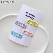 パッチン留め 4個セット ヘアピン ヘアクリップ キッズ 子供用 髪留め 髪飾り ヘアアクセサリー かわいい 星 スター ハート スクエア しずく型 ヘアアレンジ