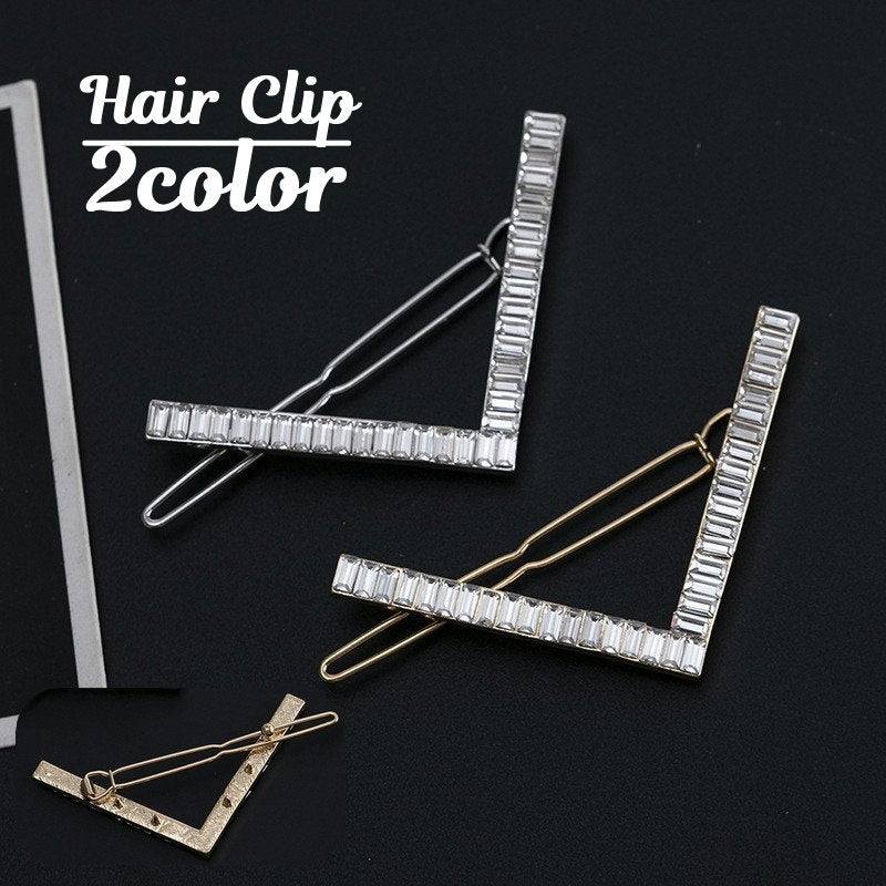 ヘアクリップ 髪留め レディース 女性用 ヘアアクセサリー V字 ラインストーン スクエアストーン ヘアアレンジ 上品 清楚 エレガント おしゃれ かわいい デイリー 普段使い ワンポイント