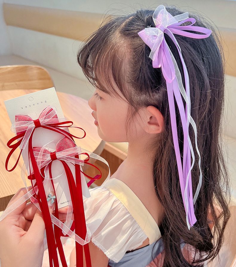 2個セット ヘアクリップ リボン ヘアアクセサリー 子供 キッズ 商品画像2