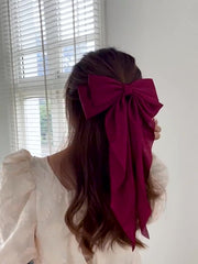 バレッタ ヘアアクセサリー ヘアクリップ 髪留め レディース 女性 ヘアアレンジ リボン 大きめ 単色 無地 かわいい おしゃれ
