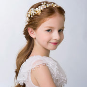 カチューシャ ヘアアクセサリー キッズ 子供用 女の子 ヘッドドレス フェイクパール ラインストーン リーフ フラワーガール リングガール 髪飾り 可愛い キュート おしゃれ 綺麗 プリンセス風 記念写真 発表会 結婚式 ウェディング パーティー ファッション小物