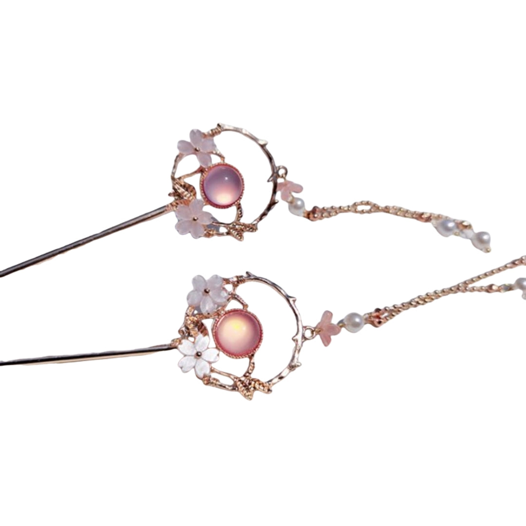 かんざし 簪 一本挿し レディース ヘアアクセサリー 髪飾り ピンク×フラワー バリエーション画像