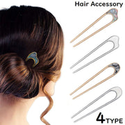かんざし 簪 レディース ヘアアクセサリー 髪飾り 髪留め ヘアピン Uピン コーム マーブル柄プレート 和装 洋装 着物 浴衣