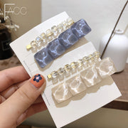 ヘアクリップ ヘアピン セット ヘアアクセサリー 髪留め 前髪ピン ヘアアレンジ ピン留め くちばしクリップ スクエアプレート ストーン風 サイドピン ホワイト ブルー ピンク