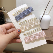 ヘアクリップ ヘアピン セット ヘアアクセサリー 髪留め 前髪ピン ヘアアレンジ ピン留め くちばしクリップ スクエアプレート ストーン風 サイドピン ホワイト ブルー ピンク