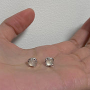 スタッドピアス ピアス レディース 女性 アクセサリー 耳飾り ラインストーン 半透明 シンプル 上品 おしゃれ きれいめ プレゼント ギフト 贈り物 デイリー フォーマル 両耳用 銀色 白