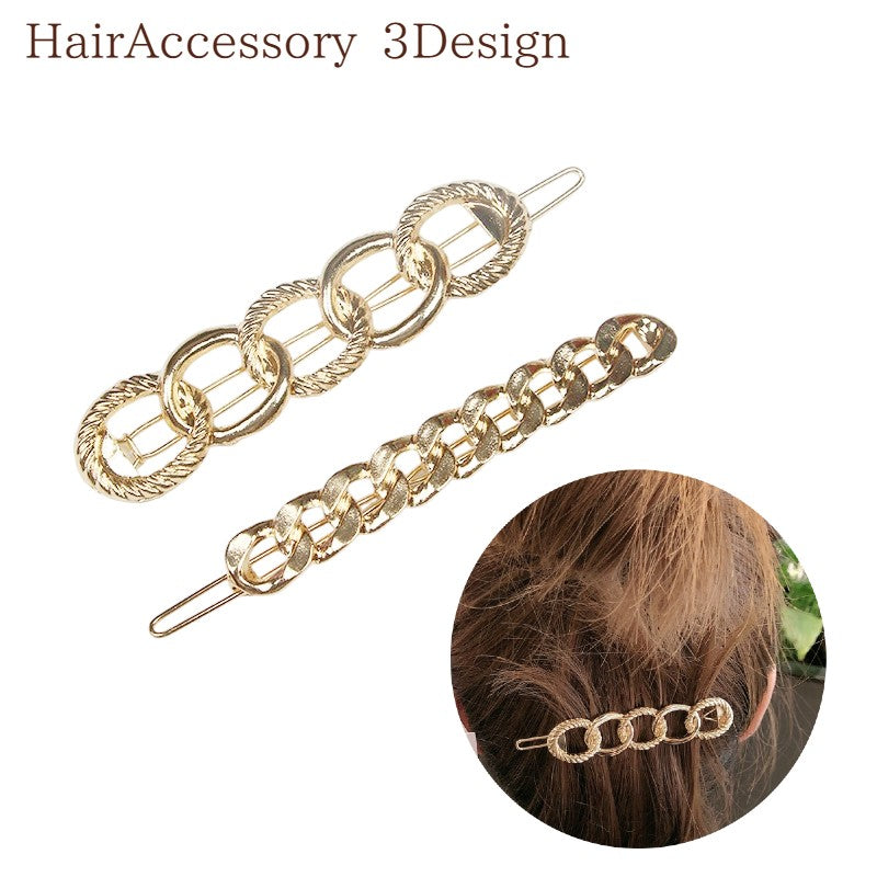 ヘアピン ヘアクリップ バレッタ ヘアアクセサリー レディース 大きめ チェーンモチーフ 女性 髪留め 髪飾り 前髪 サイド ハーフアップ ヘアアレンジ ゴールドカラー シンプル お洒落 おしゃれ 大人可愛い お出かけ 婦人 仕事 ビジネス 会社 大人 落ち着いた雰囲気