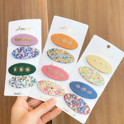 パッチン留め 2個セット ヘアピン レディース ヘアアクセサリー 楕円形 フラワー 花柄 オーバル 髪飾り 髪留め まとめ髪 ヘアアレンジ カジュアル デイリー 普段使い ガーリー キュート 子ども キッズ 女の子 おしゃれ かわいい 女子 女性用