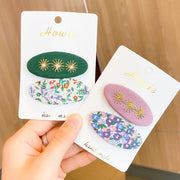 パッチン留め 2個セット ヘアピン レディース ヘアアクセサリー 楕円形 フラワー 花柄 オーバル 髪飾り 髪留め まとめ髪 ヘアアレンジ カジュアル デイリー 普段使い ガーリー キュート 子ども キッズ 女の子 おしゃれ かわいい 女子 女性用