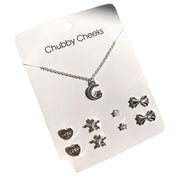 ピアス×4ペア ネックレス×1点 合計5点セット レディース アクセサリー ペンダント チェーン ラインストーン パール風 華奢