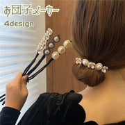 お団子メーカー ヘアワイヤー レディース ヘアアクセサリー フラワー お花 フェイクパール シニヨンヘアー まとめ髪 簡単 おしゃれ かわいい 巻くだけ 便利 飾り付き 髪飾り