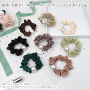 シュシュ ヘアゴム 髪ゴム レディース 女性 ヘアアクセサリー ファッション雑貨 フェイクパール 無地 オフホワイト ブラック ピンク シンプル カジュアル かわいい キュート フェミニン ガーリー フォーマル