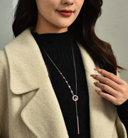 ネックレス ロング アクセサリー レディース ラリエット 女性 婦人 チェーン ラインストーン 長い 華奢 細め 長さ調節 シンプル 上品 おしゃれ 大人可愛い 結婚式 イベント プレゼント ギフト 贈り物 上品 アシンメトリー