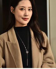 ネックレス ロング アクセサリー レディース ラリエット 女性 婦人 チェーン ラインストーン 長い 華奢 細め 長さ調節 シンプル 上品 おしゃれ 大人可愛い 結婚式 イベント プレゼント ギフト 贈り物 上品 アシンメトリー