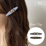ヘアクリップ 単品 1個 レディース ヘアアクセサリー くちばしクリップ リボン デニム調 ラインストーン 前髪クリップ かわいい おしゃれ 個性的 髪飾り 女性 大人女子 女子 女の子