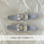 ヘアクリップ 単品 1個 レディース ヘアアクセサリー くちばしクリップ リボン デニム調 ラインストーン 前髪クリップ かわいい おしゃれ 個性的 髪飾り 女性 大人女子 女子 女の子