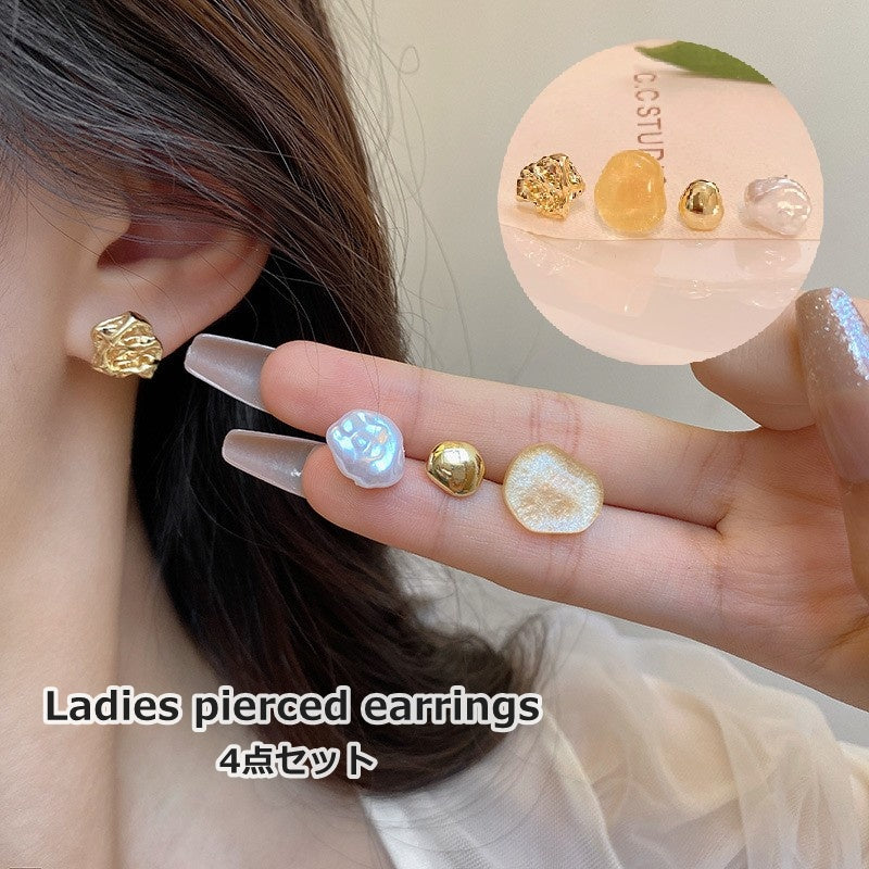 スタッドピアス 4点セット レディース 女性 婦人 アクセサリー 耳飾り かわいい おしゃれ 大人女子 ギフト プレゼント