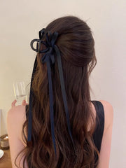 バンスクリップ レディース リボン ロング ヘアクリップ 髪留め 髪飾り まとめ髪 ヘアアクセサリー ヘアアレンジ 上品