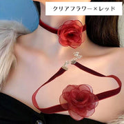 チョーカー 首飾り ネックレス レディース 女性 アクセサリー フラワー 花 ローズ リボン パール調 ベロア調 ハート チャーム おしゃれ かわいい 華やか