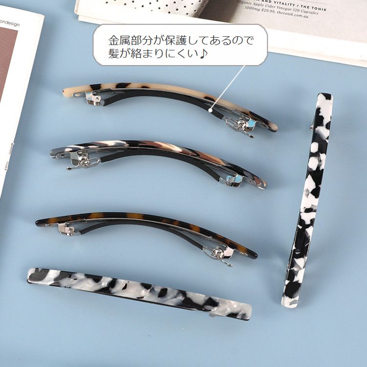 バレッタ ヘアアクセサリー レディース まだら シェル風 べっ甲柄 商品画像3