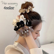 ヘアゴム 髪ゴム 髪留め レディース 女性用 ヘアアクセサリー パール調 ラインストーン 花びら キラキラ おしゃれ 可愛い 華やか 上品 きれいめ ヘアアレンジ まとめ髪 髪飾り 普段使い おでかけ 通勤
