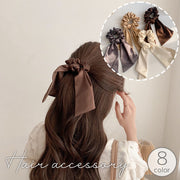 シュシュ ヘアゴム 髪ゴム レディース 女性用 ヘアアクセサリー 髪飾り 髪留め リボン サテン調 光沢感 大きめ ひらひら まとめ髪 ヘアアレンジ お出かけ おしゃれ かわいい