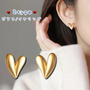 ピアス イヤリング スタッドピアス 2タイプ ノンホールピアス ハート ゴールドカラー レディース 女性 シンプル かわいい キュート おしゃれ 両耳用 フェミニン デイリー 通勤 通学 婦人用