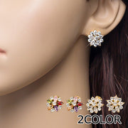 ピアス スタッドピアス アクセサリー レディース 女性用 フラワー 花モチーフ きらきら かわいい フェイクストーン ゴージャス お出掛け デート パーティー セレモニー 二次会 ご褒美 プレゼント 彼女