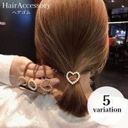 ヘアゴム 髪ゴム レディース ヘアアクセサリー 髪留め 髪飾り まとめ髪 ヘアアレンジ フェイクパール ハート サークル 丸 キッズ ジュニア 女の子 可愛い おしゃれ 女性 婦人 ポニーテール 誕生日 プレゼント