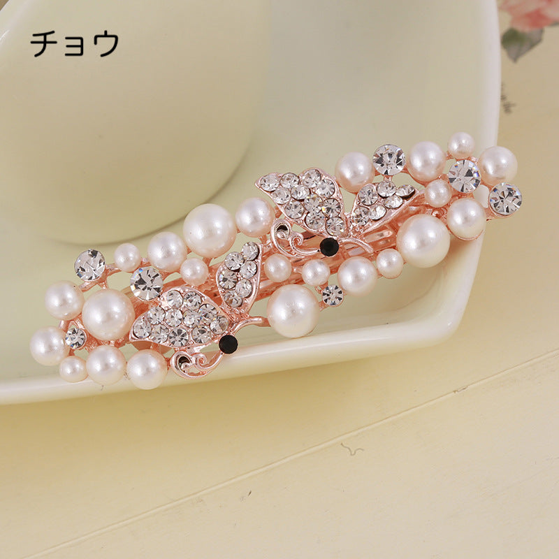 バレッタ ヘアピン ヘアアクセサリー レディース フェイクパール ラインストーン 商品画像2