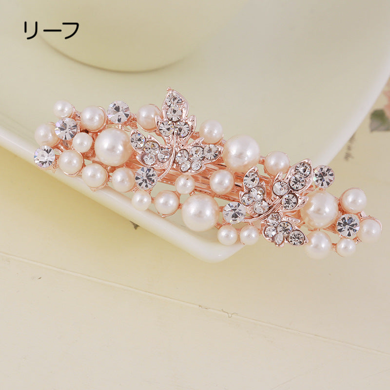 バレッタ ヘアピン ヘアアクセサリー レディース フェイクパール ラインストーン 商品画像3