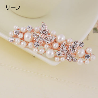 バレッタ ヘアピン ヘアアクセサリー レディース フェイクパール ラインストーン 商品画像3