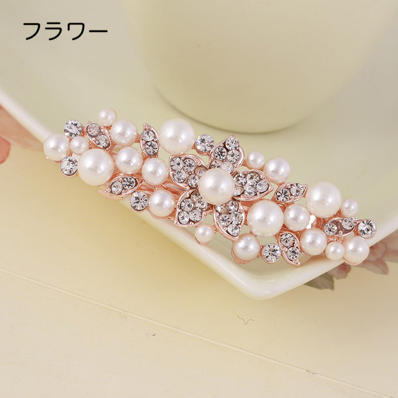 バレッタ ヘアピン ヘアアクセサリー レディース フェイクパール ラインストーン 商品画像4