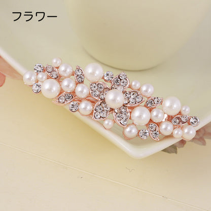 バレッタ ヘアピン ヘアアクセサリー レディース フェイクパール ラインストーン 商品画像4