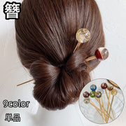 簪 かんざし レディース 女性 ヘアアクセサリー ストレート ラウンド 丸 ボール型 ラメ ゴールドカラー シンプル フォーマル シック かわいい エレガント おしゃれ ファッション小物