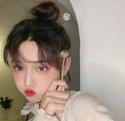簪 かんざし レディース 女性 ヘアアクセサリー ストレート ラウンド 丸 ボール型 ラメ ゴールドカラー シンプル フォーマル シック かわいい エレガント おしゃれ ファッション小物
