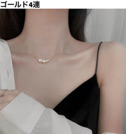 ネックレス ペンダント レディース 女性 アクセサリー フェイクパール パール調 4連 一粒 チェーン ゴールドカラー シルバーカラー おしゃれ 大人可愛い 上品 首飾り お出かけ 普段使い ギフト プレゼント ファッション小物