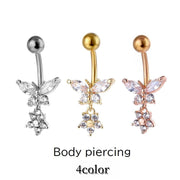 ボディピアス レディース メンズ アクセサリー へそピアス バーベル型 カーブ 蝶 バタフライ ラインストーン キラキラ おしゃれ かわいい