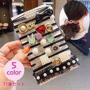 ヘアゴム 11本セット 髪ゴム レディース ヘアアクセサリー 髪飾り 髪留め おしゃれ 可愛い パール調 ラインストーン ビジュー キラキラ ウサギ レース 2連 3連 まとめ髪 ヘアアレンジ おでかけ 普段使い デイリー 女性 子ども キッズ